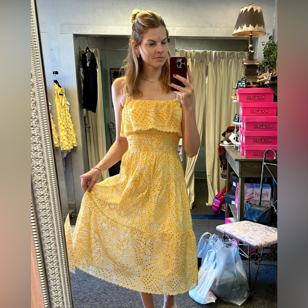 Elan NWT Yellow Eyelet Dress